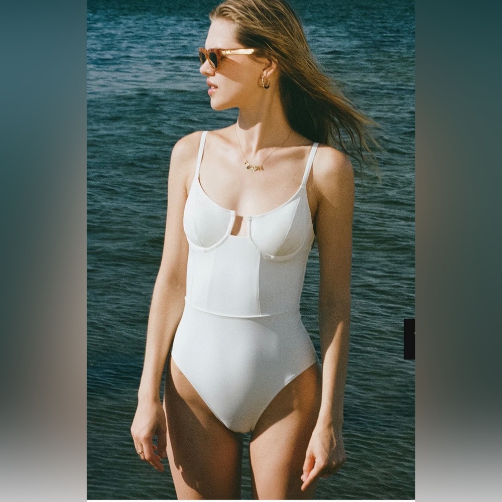 Solid and Striped one piece bathing suit (The Veronica). Practically new!